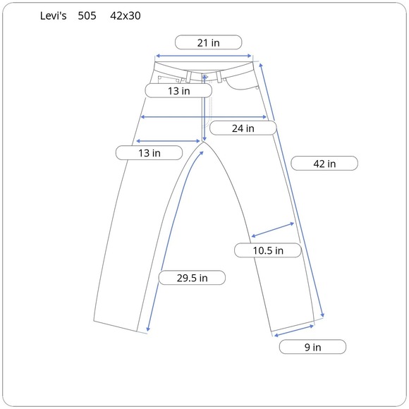 Levi's 505 Men's Jeans Size 42x30 Straight Fit Blue Denim Pants - Picture 11 of 11